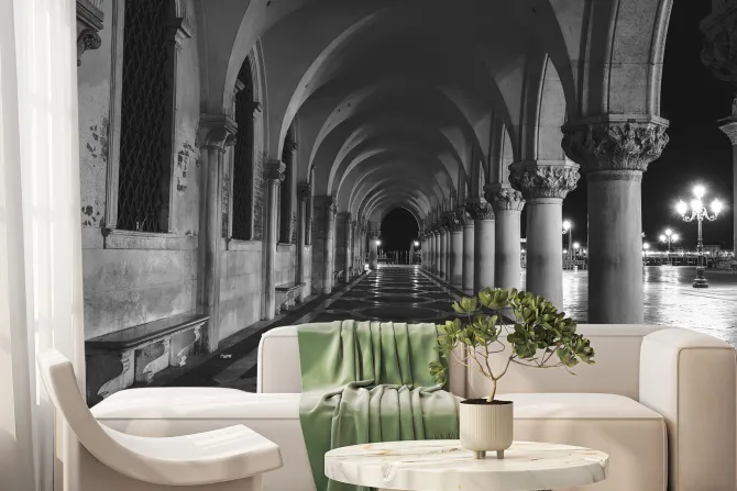 Fototapeta: Czarno-białe zdjęcie starożytnych kolumn