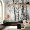 Fototapeta: Czarno-biały brzozowy las