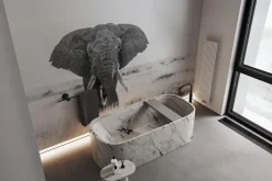 Fototapeta: Czarno-biały duży słoń na safari