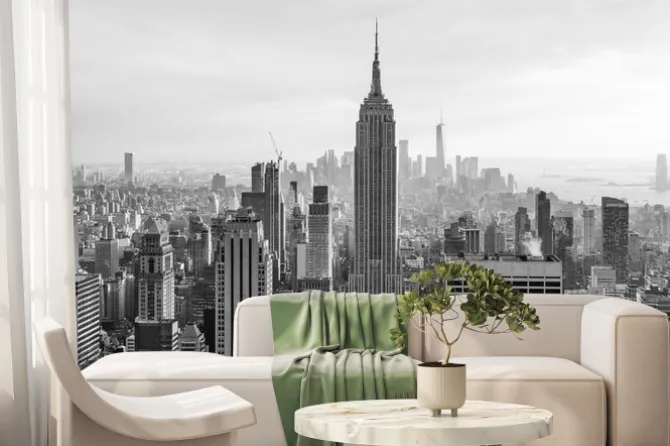 Fototapeta: Czarno-biały nowy jork widok na empire state building