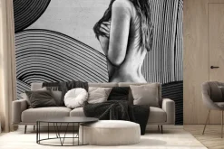 Fototapeta: Czarno-biały rysunek atrakcyjnej kobiety