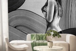 Fototapeta: Czarno-biały rysunek atrakcyjnej kobiety