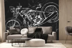 Fototapeta: Czarno-biały rysowany motor