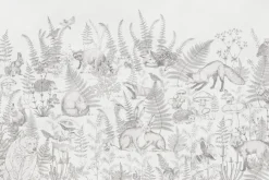 Fototapeta: Czarno-biały rysunek ze zwierzętami