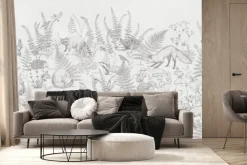 Fototapeta: Czarno-biały rysunek ze zwierzętami