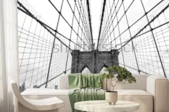 Fototapeta: Czarno-biały widok na most brookliński