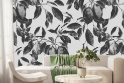 Fototapeta: Czarno-biały wzór drzewa owocowego