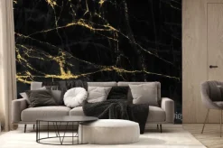 Fototapeta: Czarny marmur ze złotymi zdobieniami