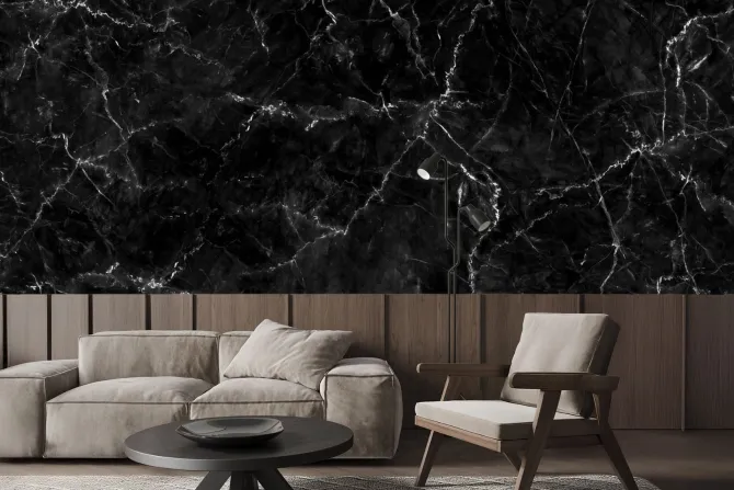 Fototapeta: Czarny marmur z białymi pęknięciami