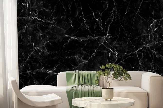 Fototapeta: Czarny marmur z białymi pęknięciami