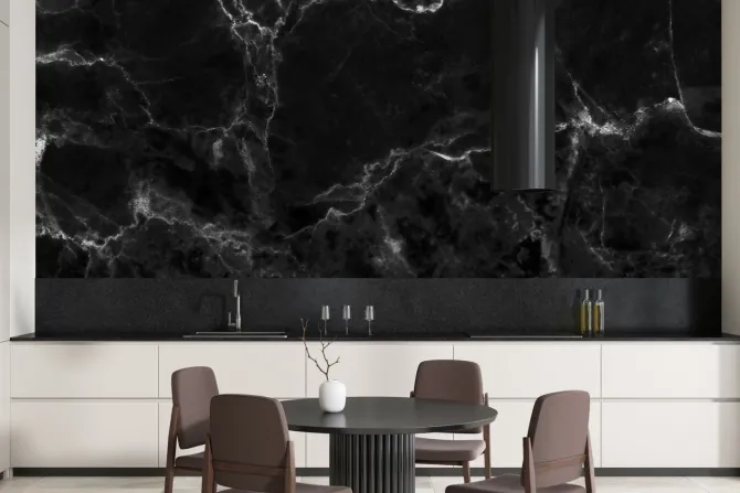 Fototapeta: Czarny marmur z białymi zdobieniami