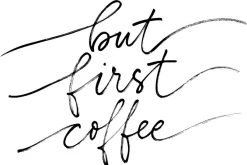 Fototapeta: Czarny napis o kawie na białym tle