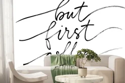 Fototapeta: Czarny napis o kawie na białym tle