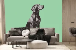 Fototapeta: Czarny pies ilustracja zwierzę na zielonym tle