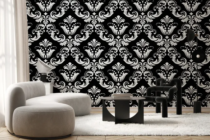 Fototapeta: Czarny-biały wzór ornamentowy