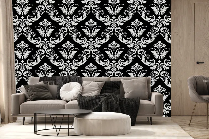 Fototapeta: Czarny-biały wzór ornamentowy