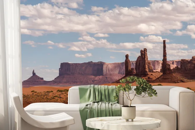 Fototapeta: Czerwona pustynia ze skałami