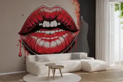 Fototapeta: Czerwone kobiece usta w stylu pop art
