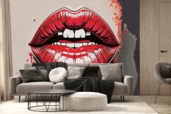 Fototapeta: Czerwone kobiece usta w stylu pop art
