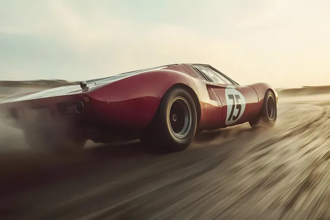 Fototapeta: Czerwony samochód w stylu retro