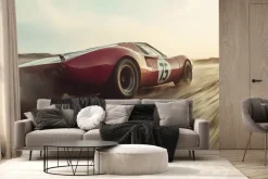 Fototapeta: Czerwony samochód w stylu retro
