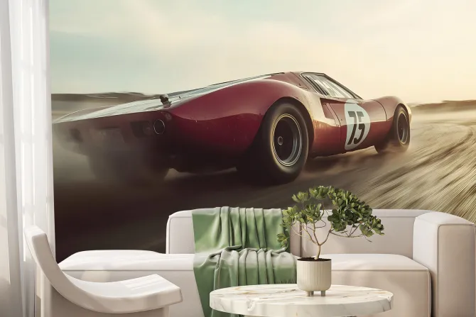 Fototapeta: Czerwony samochód w stylu retro