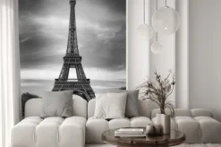 Fototapeta: Czerwony samochód pod wieżą eiffla