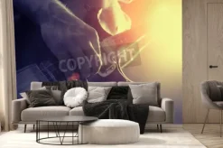 Fototapeta: Człowiek gra na gitarze elektrycznej w kolorze czarnym i żółtym