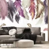 Fototapeta: 3d illustration, white background, multi-colored feathers of