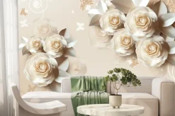 Fototapeta: 3d luksusowe róże i motyle