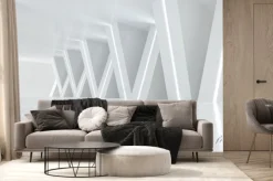 Fototapeta: 3d render of abstract futuristic architecture design. white concrete