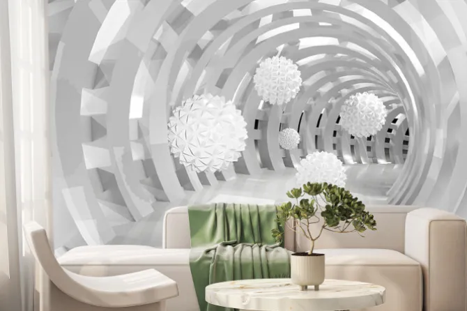 Fototapeta: 3d tunel z latającymi kulkami