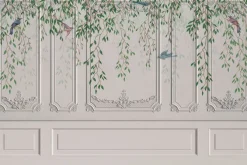 Fototapeta: Dekoracyjna ściana z ptakami i roślinami