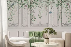 Fototapeta: Dekoracyjna ściana z ptakami i roślinami