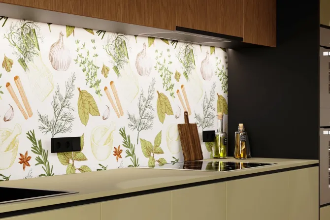 Fototapeta: Dekoracyjny wzór z ziołami i warzywami