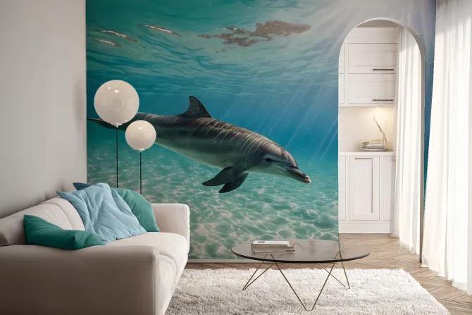 Fototapeta: Delfin pływający po dnie oceanu