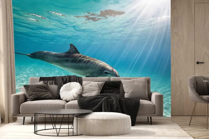 Fototapeta: Delfin pływający po dnie oceanu