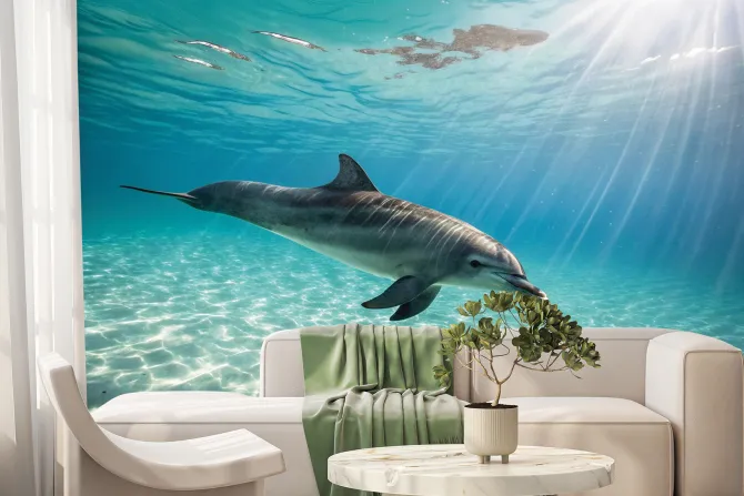 Fototapeta: Delfin pływający po dnie oceanu