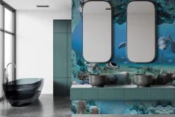 Fototapeta: Delfiny wśród rafy koralowej i ryb