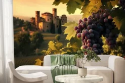 Fototapeta: Delicious grapes in picturesque vineyard. based on generative