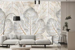 Fototapeta: Delikatna siatka liści botaniczny wzór