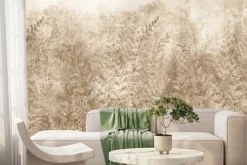 Fototapeta: Delikatne brązowe liście na jasnym tle