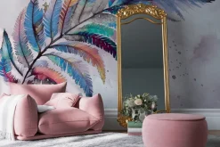 Fototapeta: Delikatne kolorowe pióro na tle akwareli