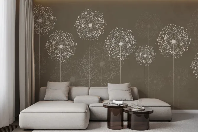 Fototapeta: Delikatne kwiaty na brązowym tle