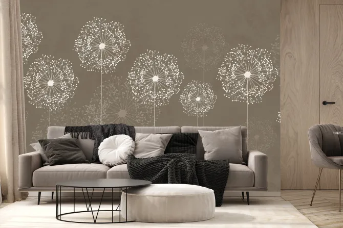 Fototapeta: Delikatne kwiaty na brązowym tle