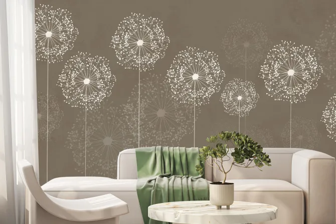 Fototapeta: Delikatne kwiaty na brązowym tle