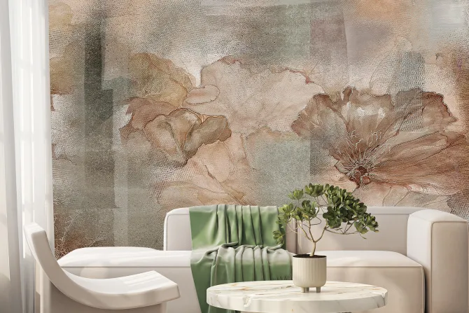 Fototapeta: Delikatne kwiaty na teksturowym tle