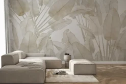 Fototapeta: Delikatne liście palm w kolorach beżu