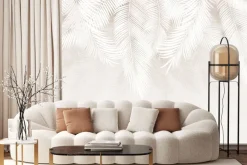 Fototapeta: Delikatne liście w beżowej scenerii