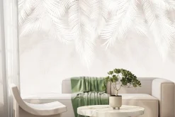 Fototapeta: Delikatne liście w beżowej scenerii